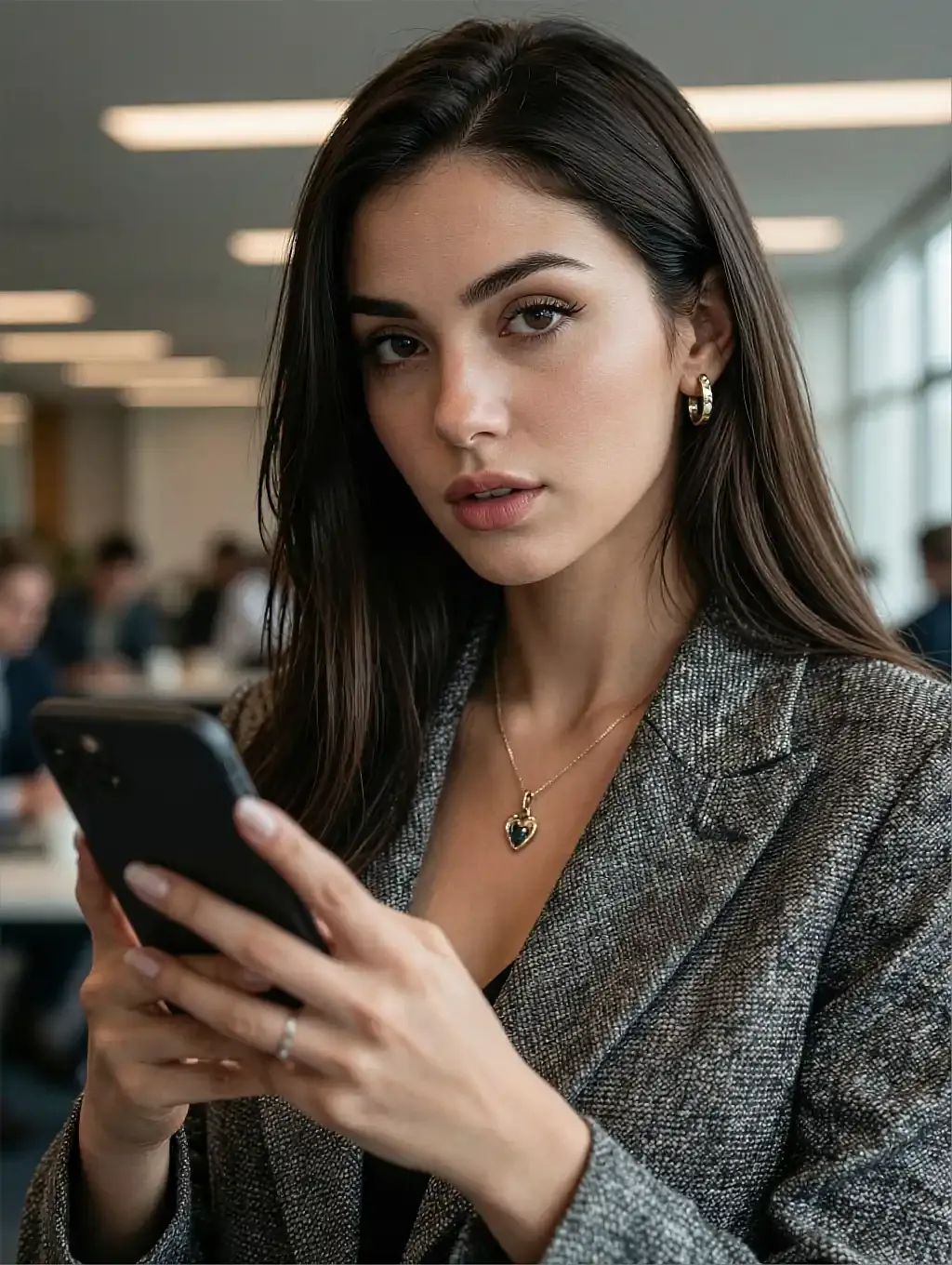 Fictional AI character featured on the second landing page, in daylight